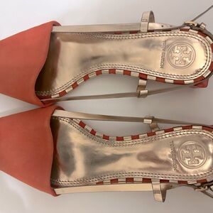 Tory Burch orange suede strap sandals size 7M